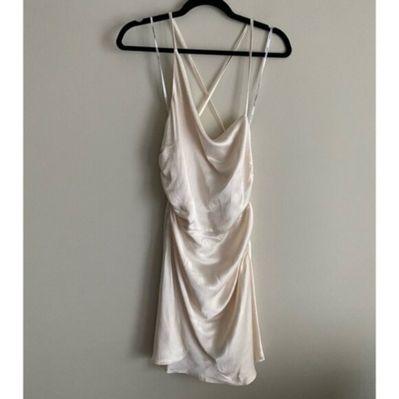 NWT Shona Joy La Lune Asymmetrical Bias Cowl Mini Dress in Cream - Picture 8 of 15